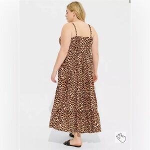Leopard print tiered dress with pockets